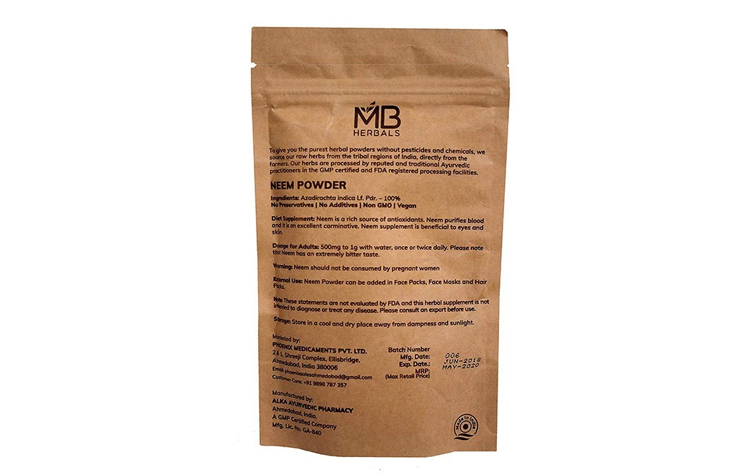 MB Herbals Neem Powder, Azadirachta Indica   Pack  100 grams